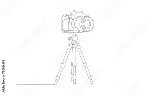 Simple Lineart Camera on Tripod Shooting Equipment Tool Illustration
