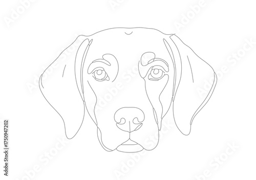 Simple Outline Dotted Line Dog Portrait Cute Pet Animal Illustration