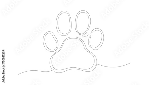 Simple Line Art Outline Paw Print Animal Track Illustration