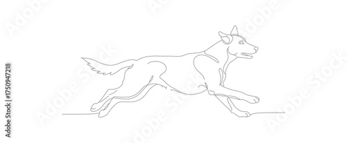 Minimalist Thin Line Running Dog Illustration Breed Animal Sketch
