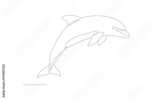 Dotted Line Simple Dolphin Silhouette Outline Leaping Ocean Animal Illustration