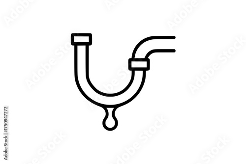 Pipe drain with water drop line icon
