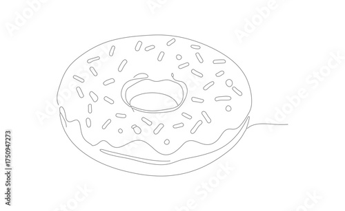 Minimalist Continuous Line Donut Sweet Food Snack Confectionery Illustration
