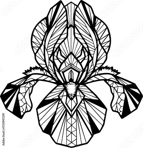 Schilderij op canvas Elegant geometric iris flower illustration offers modern artistic beauty for sop