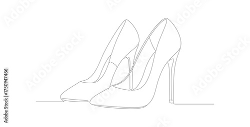 Minimalist One Line Drawing High Heel Shoes Elegant Fashion Accessory