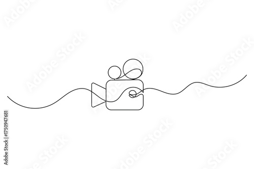Video camera Continuous one line drawing of outline vector illustration.