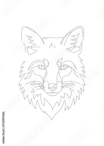 Dotted Minimalist Fox Animal Line Art Illustration Graphic Design Element