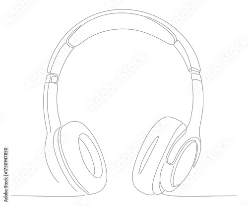 Minimalist Line Art Headphone Audio Device Modern Electronic Gadget Illustration