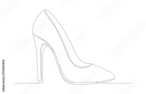 Minimalist Outline High Heel Shoe Fashion Footwear Accessory Illustration