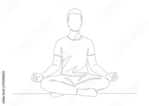 Minimalist Outline Meditation Pose Figure Sitting With Lotus Posture Illustration