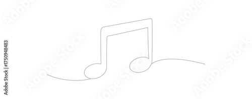 Minimalist Dotted Outline Music Note Continuous Line Art Illustration
