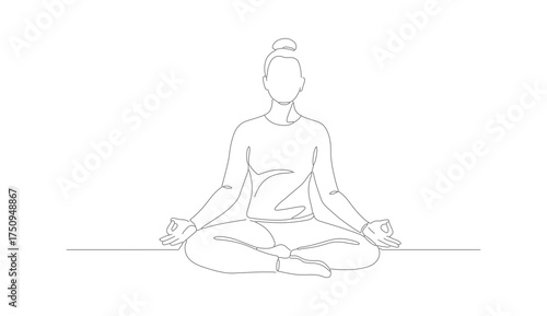 Minimalist Dotted Line Art Woman in Yoga Pose Illustration