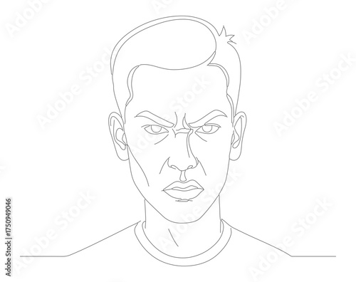 Simple Outline Line Art Portrait of a Man Face Illustration