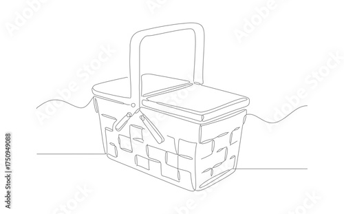 Dotted Line Drawing Empty Picnic Wicker Basket Illustration Design Element
