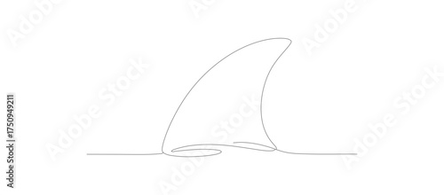 Minimalist Outline Shark Fin Illustration in the Ocean Line Art