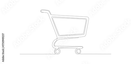 Dotted Line Handdrawn Shopping Cart Minimalist Style Commerce Illustration