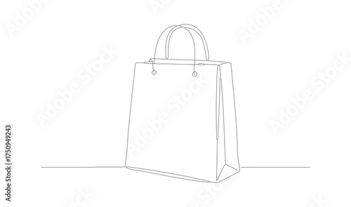 Minimalist Outline Paper Shopping Bag Store Retail Purchase Illustration