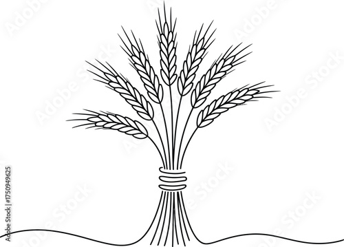Black and White Outline of a Wheat Sheaf drawing line art