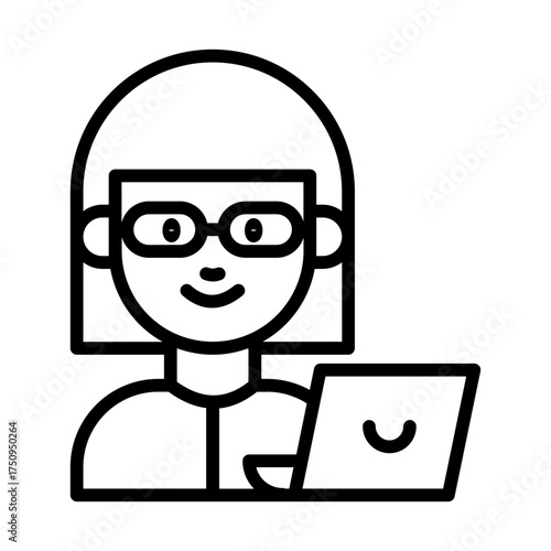 Woman and computer icon