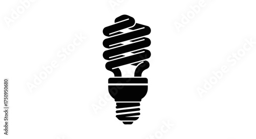 Spiral energy-saving compact fluorescent light bulb icon isolated on a white background