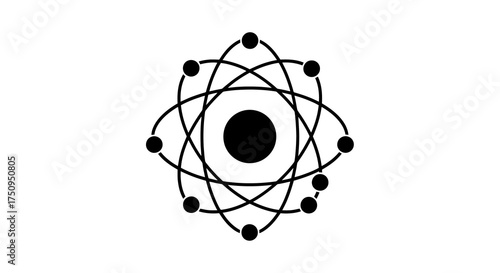 Atomic Structure Icon Depicting Electron Orbits Around a Nucleus