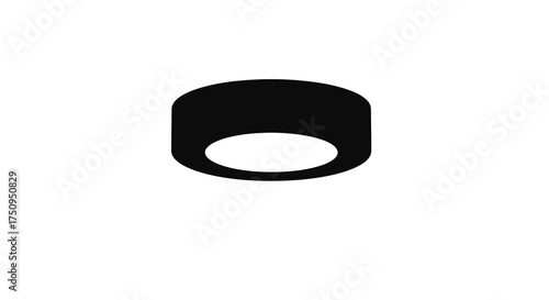 Minimalist 3D Black Circular Ring with Central Hole, a Versatile Graphic Element for Modern Design Projects