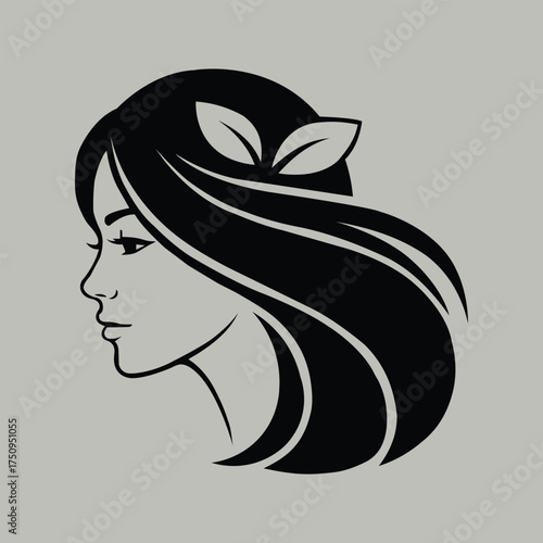Elegant woman face vector illustration in fashion style