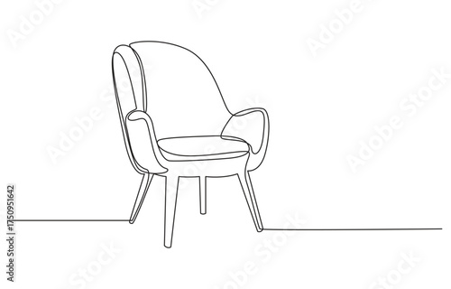 Continuous one editable line drawing of Armchair.1