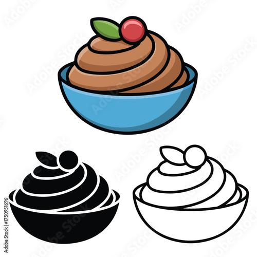 mousse outlined vector illustration flat color cartoon style