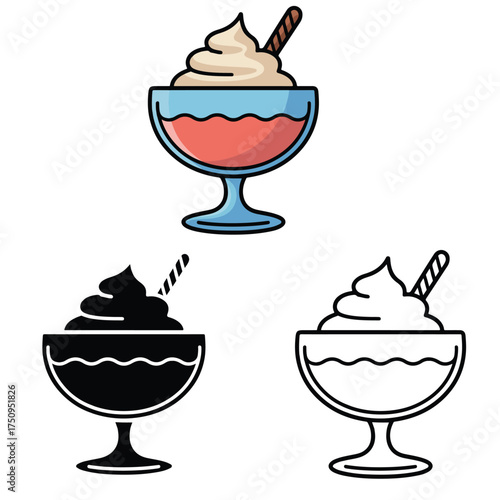 mousse outlined vector illustration flat color cartoon style