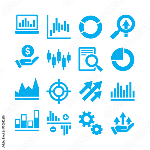 Stock Market Trading Icons Set. Vector