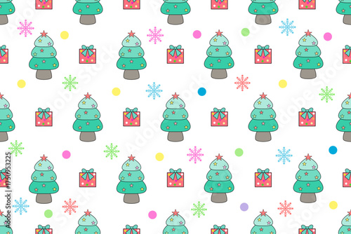 Vector seamless pattern with hand drawn Christmas trees