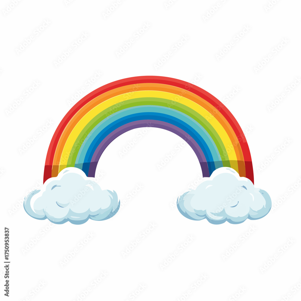 Fototapeta premium Colorful Rainbow with Fluffy Clouds 1.