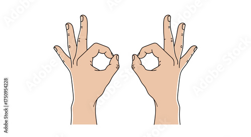 Two hands making the "OK" gesture, symbolizing approval, success, or perfection on a white background.