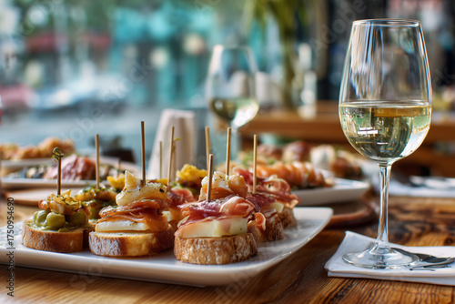 Pintxos Casual Café Realism - Relaxed Afternoon Spanish Tapas in Cozy Coffee Shop Setting with Authentic Basque Cuisine Snacks
