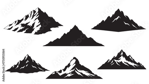 Mountain silhouette vector set in a bold new style for outdoor adventure