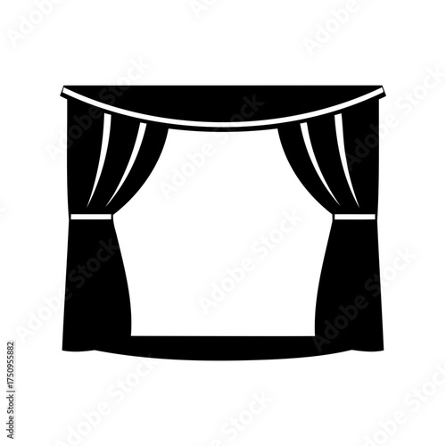 Elegant Black and White Stage Curtain Silhouette for Theater and Performance
