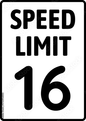 Speed limit 16 mph traffic sign