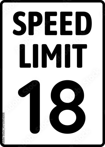 Speed limit 18 mph traffic sign