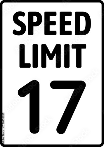 Speed limit 17 mph traffic sign