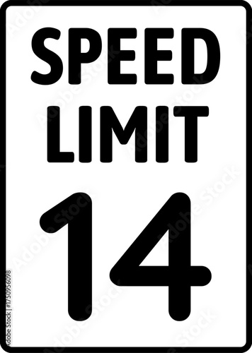 Speed limit 14 mph traffic sign