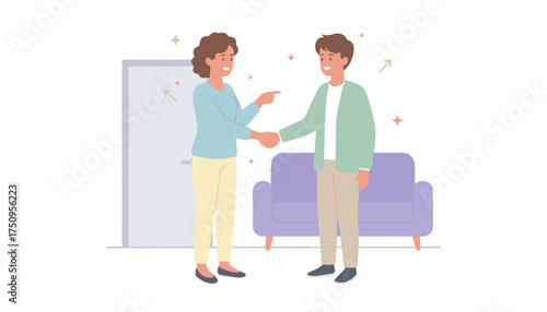 Man and woman shaking hands symbolizing business agreement partnership or successful deal