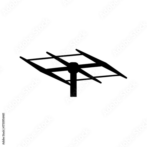 A simplified black silhouette illustration of a square solar panel on a post