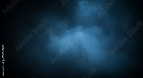 Blue smoke cloud on dark background