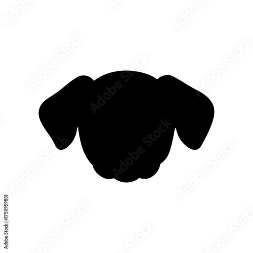 Doggy face silhouette icon vector flat design.