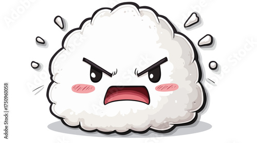 Angry Onigiri Cartoon Character Illustration, Fun Food Art, Playful Design, Digital Sticker Style