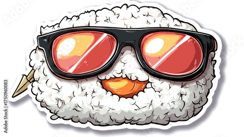Cool Onigiri Character Wearing Sunglasses in Street Style Graphic Illustration