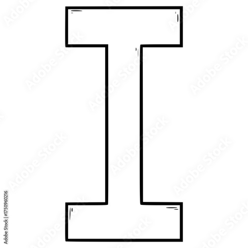 illustration of the Roman numeral 1 hand drawn outline vector