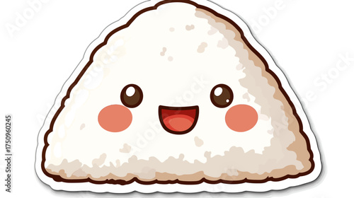 Kawaii Onigiri Sticker Design, Cute Food Art, Japan, Digital Illustration, Whimsical Style