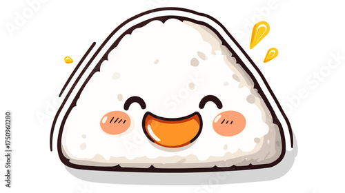 Kawaii Onigiri Sticker Design for Food Lovers in Japan - Cute Graphic Illustration